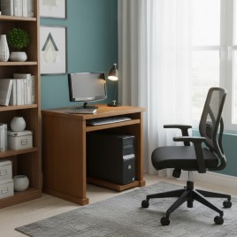 Escrivaninha Madeira com Porta-Teclado Lice 0,74m com carrinho CPU