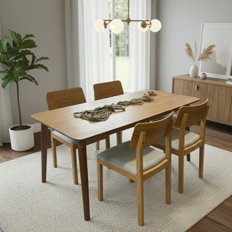 Conjunto de Mesa 1,20x0,80m Tampo Madeira Venezuela com 6 Cadeiras Instambul Mel