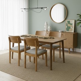 Conjunto de Mesa 1,20x0,80m Tampo Madeira Venezuela com 4 Cadeiras Instambul Mel