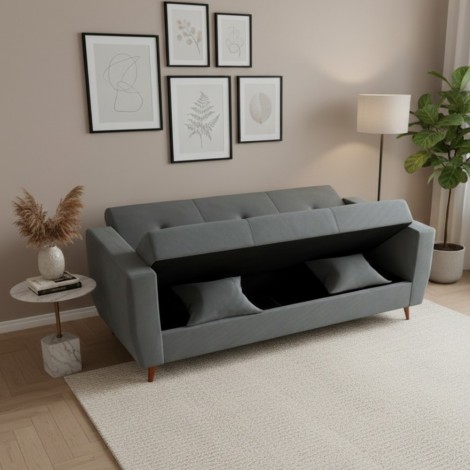 Sofa Cama com Bau 3 Lugares Paloma