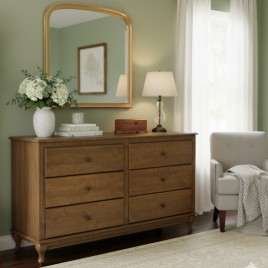 C&ocirc;moda de Madeira 6 Gavetas 1,55m Estrela Am&ecirc;ndoa