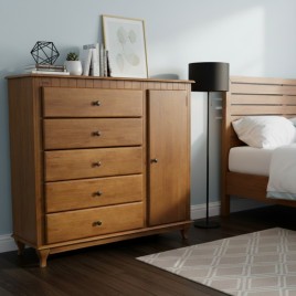 Cômoda Sapateira de Madeira 5 Gavetas 1,20m Estrela Amêndoa