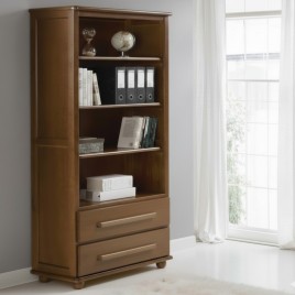 Estante de Livros Alta 2 Gavetas 0,80m Lisboa Imbuia Claro