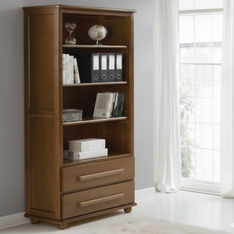 Estante de Livros Alta 2 Gavetas 0,80m Lisboa Imbuia Claro