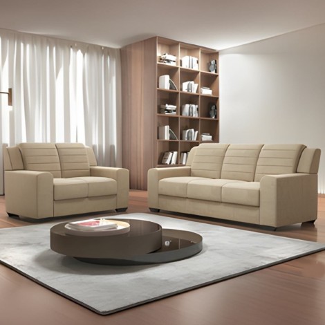 Conjunto Sofá 2 e 3 Lugares Rony 270 Veludo Bege