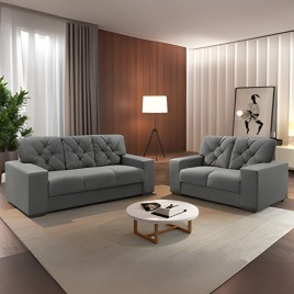 Conjunto Sofá 2 e 3 Lugares Rony 175 Veludo Grafite