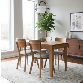 Conjunto de Mesa de Madeira Extens&iacute;vel Veneza 1,20-2,00m com 4 Cadeiras Veneza Freij&oacute;