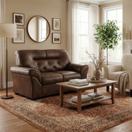 Sof&aacute; 2 Lugares 1,54m Caet&eacute; Corino Marrom