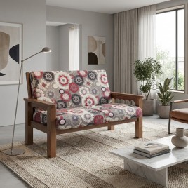 Sof&aacute; de Madeira 2 Lugares Canela Imbuia