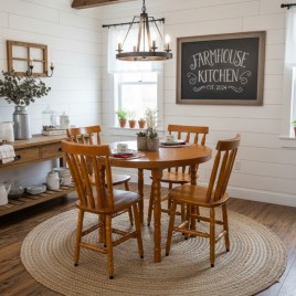 Conjunto de Mesa Redonda Madeira 0,90m com 4 Cadeiras Corupixá Mel