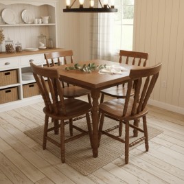 Conjunto de Mesa Madeira Quadrada 0,80m com 4 Cadeiras Corupixá Imbuia