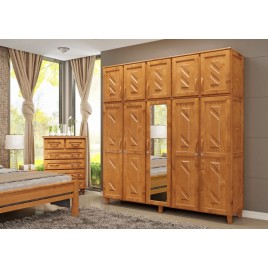 Guarda Roupa Casal Madeira Duplex 5 Portas Abrir Gr&eacute;cia 2,14m Freij&oacute;