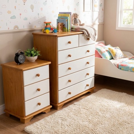 Cômoda Madeira Amsterdam 0,90m 4+2 Gavetas Laca Branca/Mel