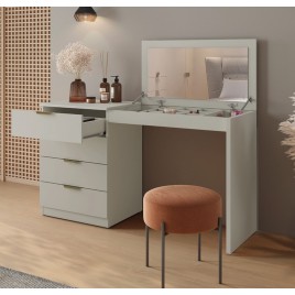 Escrivanininha Penteadeira Camarim 4 Gavetas Nichos com Espelho1,35m Princesa Off White