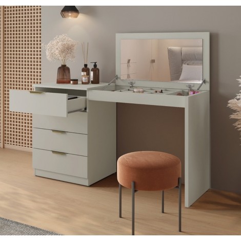 Escrivanininha Penteadeira Camarim 4 Gavetas Nichos com Espelho1,35m Princesa Off White