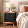 Mesa de Cabeceira Madeira 3 Gavetas 0,42m Laca Preto Dinamarca