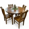 Conjunto de Mesa Redonda 1,10m Madeira Verão com 4 Cadeiras RipadasMel