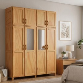 Guarda Roupa Casal Madeira 4 Portas Abrir Com Maleiro 1,70m Firenze Freij&oacute;