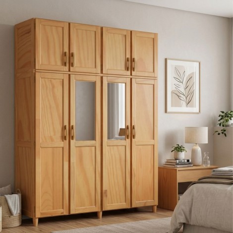Guarda Roupa Solteiro Madeira 3 Portas Abrir Com Maleiro 1,28m Firenze Freijó