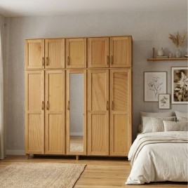 Guarda Roupa Casal Madeira 5 Portas Abrir Com Maleiro 2,14m Firenze Freij&oacute;