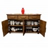 Buffet Milano 3 Portas 3 Gavetas 1,36m Puxador Bolinha/Reto de Madeira Imbuia Clara