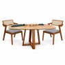 Conjunto de Mesa 1,35x0,90m Tampo Madeira Oval Instambul com 4 Cadeiras Palhinha Mara Mel