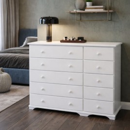 C&ocirc;moda Madeira Amsterdam 1,30m 10 Gavetas Laca Branca