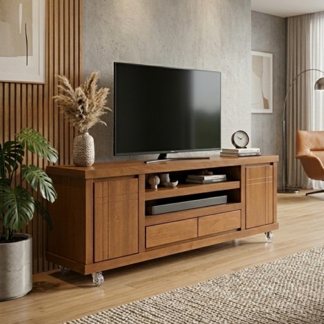 Rack com Madeira com 2 Portas e 2 Gavetas Arezzo 2,00m