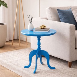 Mesa Lateral Madeira Torneada 0,60m Dina Laca Colorida