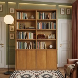 Estante de Livros Madeira 4 Portas Dupla Polaris 1,45x2,05m