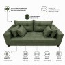Sofá 3 Lugares Living 2,00m Cascais 4 Almofadas Ipermeável Velucouro Verde