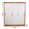 Guarda-Roupa Casal Madeira 1,90m 3 portas de correr Branca Stilo