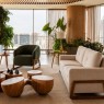 Sofá 3 Lugares Living Rony 930 Lateral Madeira Linho Bege