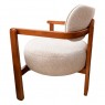 Poltrona Decorativa Kelly Braços Madeira Linho Bege