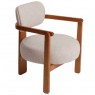 Poltrona Decorativa Kelly Braços Madeira Linho Bege
