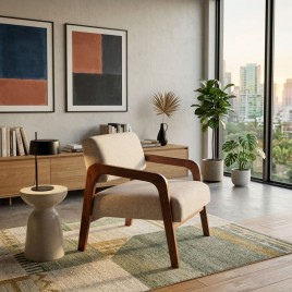 Poltrona Decorativa Kiara Linho Bege