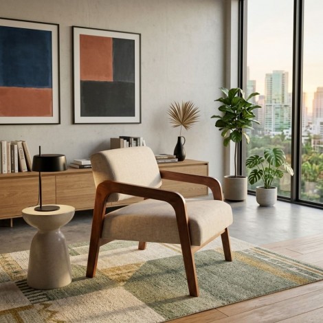 Poltrona Decorativa Kiara Linho Bege