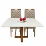 Conjunto de Mesa 1,20x0,80m Vidro Off White com 4 Cadeiras Estofadas Bali