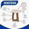 Mesa Avulsa em Madeira Quadrada 0,90m Vidro Off White Bali Mel