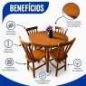 Conjunto de Mesa Redonda Madeira 0,90m com 4 Cadeiras Corupixá Amêndoa Fosca