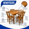 Conjunto de Mesa Madeira 1,20m com 4 Cadeiras Corupixá Amêndoa Fosca