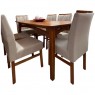 Conjunto de Mesa Tampo de Madeira com Palhinha Natural Milena com 6 Cadeiras Estofadas Morgana Linho Bege Imbuia