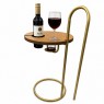 Mesa Lateral de Madeira com Porta Taça Vinho Vínea Mel/Metálico Dourado