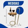 Mesa Lateral de Madeira com Porta Taça Vinho Vínea Mel/Metálico Dourado