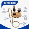 Mesa Lateral de Madeira com Porta Taça Vinho Vínea Mel/Metálico Dourado