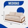 Sofá Living 3 Lugares D33 2,00m Rony 630 Lateral Madeira Linho Bege