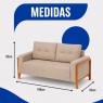 Sofá Living 3 Lugares D33 2,00m Rony 630 Lateral Madeira Linho Bege