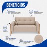 Sofá Living 3 Lugares D33 2,00m Rony 630 Lateral Madeira Linho Bege