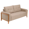 Sofá Living 3 Lugares D33 2,00m Rony 630 Lateral Madeira Linho Bege