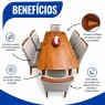 Conjunto de Mesa Tampo de Madeira com Palhinha Natural Milena com 6 Cadeiras Estofadas Morgana Linho Bege Imbuia